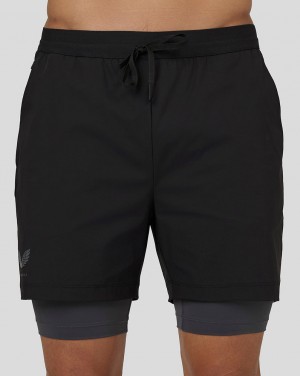 Castore Flow 2-in-1 Shorts Czarne | TYNCGHF-56