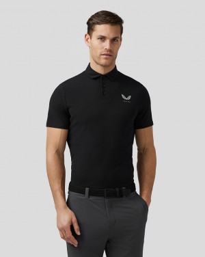 Castore Golf Essential Polo Czarne | NUOQHXB-13