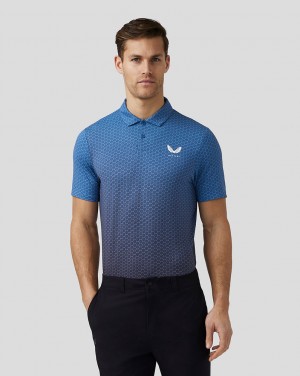 Castore Golf Print Polo Niebieskie | PJKCDAQ-85