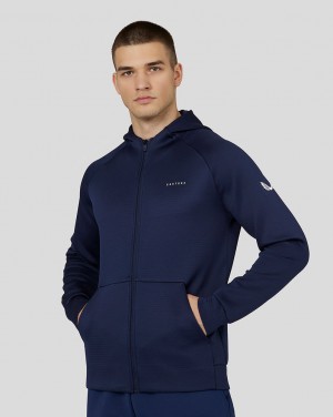 Castore Long Sleeve Aeroscuba Zip-Through Hoodie Granatowe | PSCOTRF-94